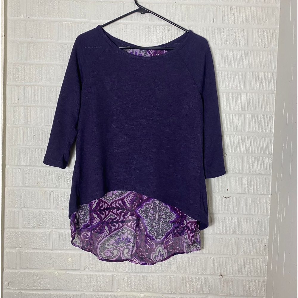 New York & Comp long sleeve dibble layer purple top